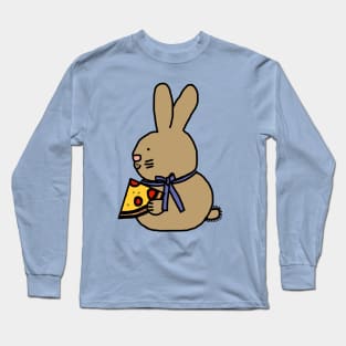 Cute Bunny Rabbit with Pizza Slice Long Sleeve T-Shirt